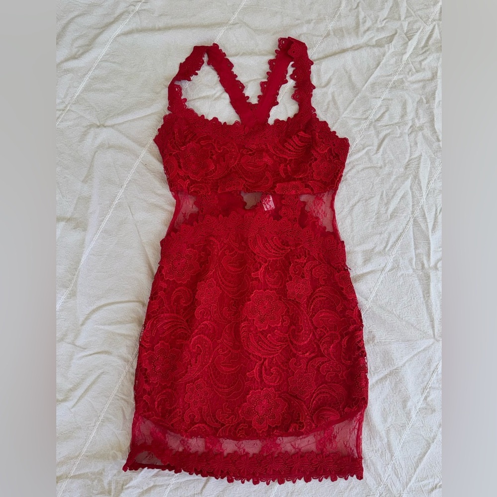 Venus red lace dress